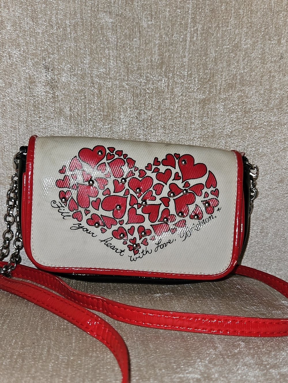 Brighton Red and White Heart Crossbody Bag - Women's Fashion Bag